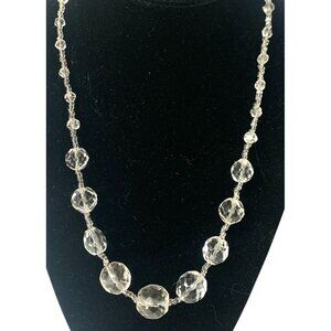 Vintage Faceted Crystal Bead Necklace Costume Jewelry